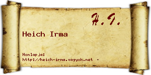 Heich Irma névjegykártya